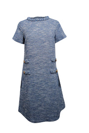 Current Boutique-Tuckernuck - Blue & White Tweed Shift Dress Sz S