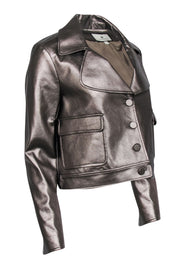 Current Boutique-Tuckernuck - Bronze Metallic Cropped Faux Leather Jacket Sz S
