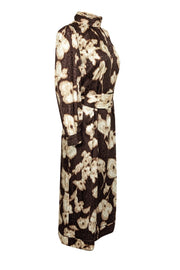 Current Boutique-Tuckernuck - Brown, Cream, & Metallic Floral Leopard Print Satin Dress Sz S