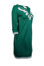 Current Boutique-Tuckernuck - Green Shift Dress w/ White Embroidery Sz XXS