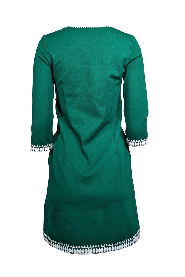 Current Boutique-Tuckernuck - Green Shift Dress w/ White Embroidery Sz XXS