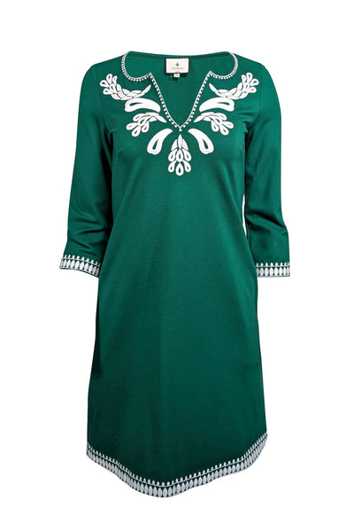 Current Boutique-Tuckernuck - Green Shift Dress w/ White Embroidery Sz XXS