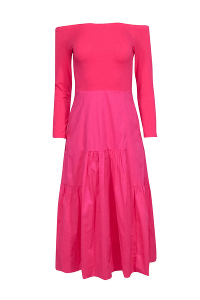 Current Boutique-Tuckernuck - Pink Marissa Midi Off Shoulder Dress Sz S