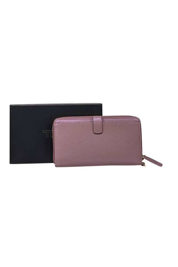 Current Boutique-Tumi - Lavender Iridescent Leather Zipper Wallet