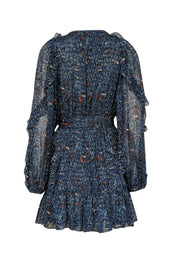 Current Boutique-Ulla Johnson - Blue, Black, & Rust Print Silk Blend Dress Sz 6