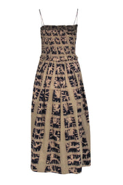 Current Boutique-Ulla Johnson - Sage Green & Navy Tie Dye Smocked Bodice Dress Sz 4