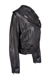 Current Boutique-Universal Standard - Black Leather Moto Jacket Sz XL