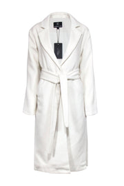 Current Boutique-Unreal Fur - Ivory Long Trench Coat Sz S