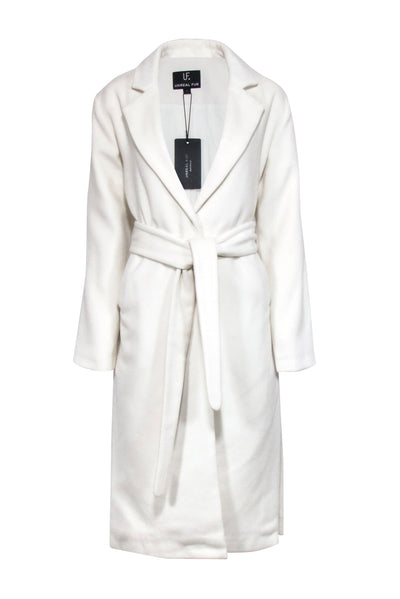 Current Boutique-Unreal Fur - Ivory Long Trench Coat Sz S