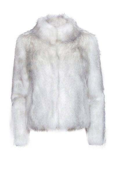 Current Boutique-Unreal Fur - White & Grey Blend Faux Fur Coat Sz XS