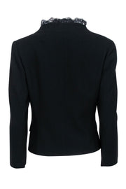 Current Boutique-Valentino - Black Open-Front Blazer w/ Lace Trim Sz 8