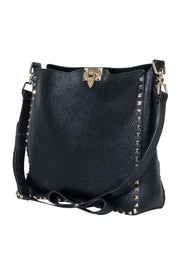Current Boutique-Valentino - Black Pebbled Leather "Rockstud" Crossbody Bag