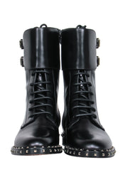 Current Boutique-Valentino - Black Studded Trim Combat Boots Sz 6.5