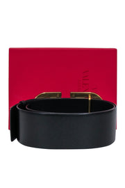 Current Boutique-Valentino - Black VLogo Leather Thick Belt Sz S