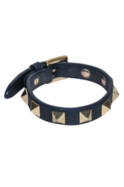 Current Boutique-Valentino - Navy Leather Studed Bracelet