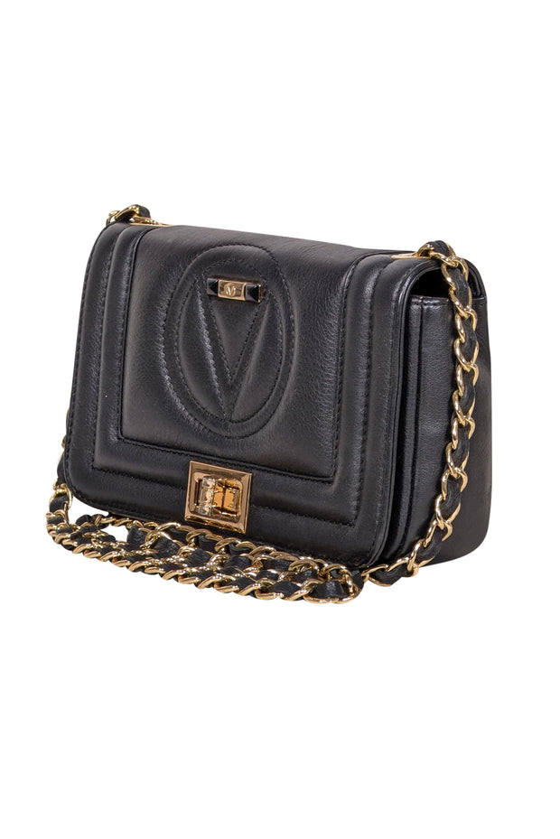 Current Boutique-Valentino by Mario Valentino - Black Leather Crossbody Bag