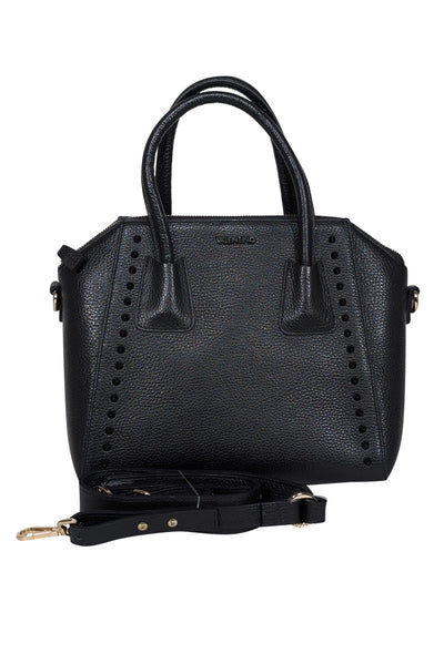 Current Boutique-Valentino by Mario Valentino - Black Pebbled Leather Large Satchel Bag