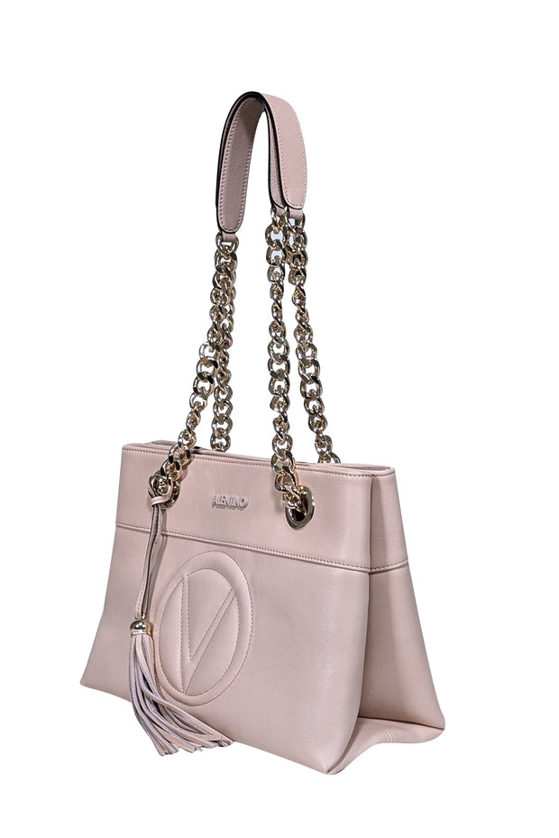 Current Boutique-Valentino by Mario Valentino - Blush Pink Leather Chain Strap Shoulder Bag