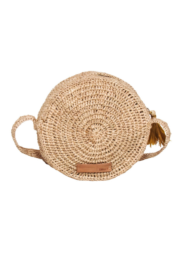 Current Boutique-Vanessa Bruno x Smiley - Beige & Yellow Straw Smiley Face Crossbody Bag