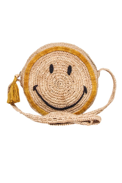 Current Boutique-Vanessa Bruno x Smiley - Beige & Yellow Straw Smiley Face Crossbody Bag