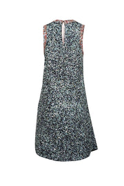 Current Boutique-Varun Bahl - Blue, Mint, Black, & Pink Sequin lace Trim Sleeveless Dress Sz 8