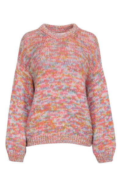 Current Boutique-Velvet by Graham & Spencer - Coral Multicolor Marled "Trix" Crewneck Sweater Sz S