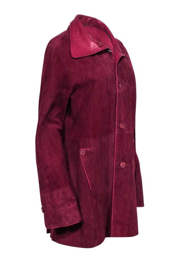 Current Boutique-Vera Pelle - Burgundy Reversible Leather & Suede Jacket Sz L