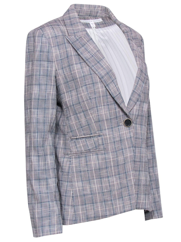 Current Boutique-Veronica Beard - Beige, Black, & Blue Plaid Blazer Sz 10