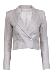 Current Boutique-Veronica Beard - Beige & Cream Plaid Linen Blend Cropped Blazer Sz 00