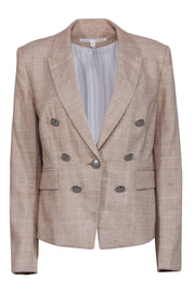 Current Boutique-Veronica Beard - Beige Plaid Double Breasted Blazer Sz 14