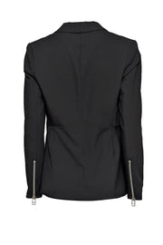 Current Boutique-Veronica Beard - Black Textured Blazer w/ Silver Zipper Detail Sz 6