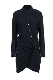 Current Boutique-Veronica Beard - Black Textured Twist Front Shirtdress Sz 2