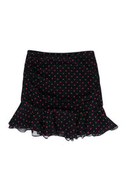 Current Boutique-Veronica Beard - Black w/ Red Polka Dot Print Ruffled Silk Skirt Sz 2