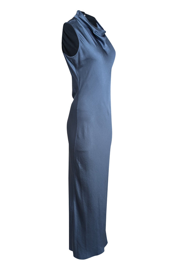 Current Boutique-Veronica Beard - Blue Cowl Neck Satin Gown Sz 4