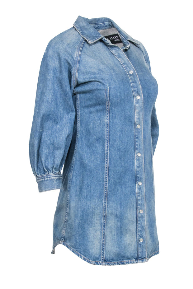 Veronica Beard - Blue Denim Long Sleeve Shirtdress Sz XS – Current Boutique