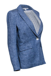 Current Boutique-Veronica Beard - Blue Metallic Linen Blend Blazer Sz 6
