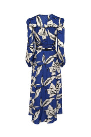 Current Boutique-Veronica Beard - Cobalt Blue w/ Ivory & Black Botanical Print Silk Jacquard Dress Sz 2