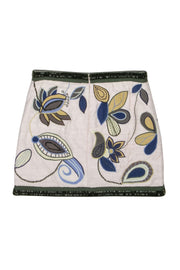 Current Boutique-Veronica Beard - Cream Embroidered "Igna" Silk Skirt Sz 4