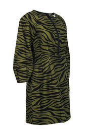 Current Boutique-Veronica Beard - Green & Black Zebra Print Zipper Front Dress Sz 8