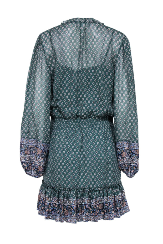 Current Boutique-Veronica Beard - Green Long Sleeve Mini-Dress Sz 8