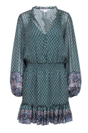 Current Boutique-Veronica Beard - Green Long Sleeve Mini-Dress Sz 8