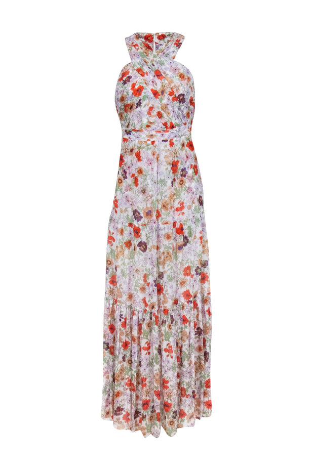 Current Boutique-Veronica Beard - Ivory w/ Multicolor Floral Print Silk Maxi Dress Sz 4