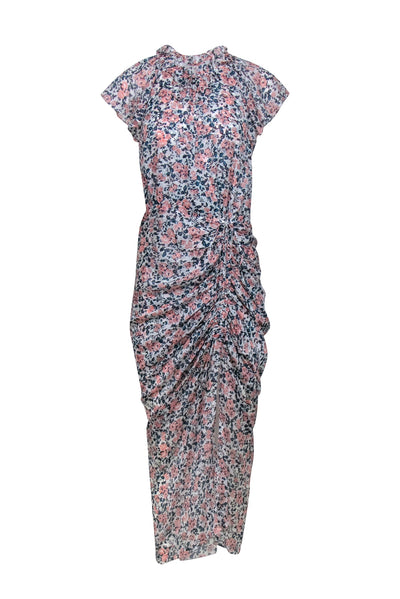 Current Boutique-Veronica Beard - Ivory w/ Peach & Teal Floral Print Silk Maxi Dress Sz 10