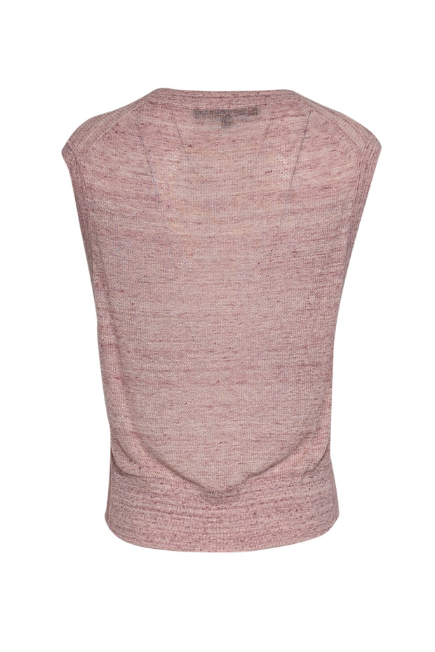 Current Boutique-Veronica Beard - Light Pink Linen Blend Twist Front Sleeveless Top Sz L