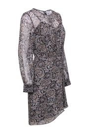 Current Boutique-Veronica Beard - Navy & Tan Paisley Print Silk Dress Sz 4
