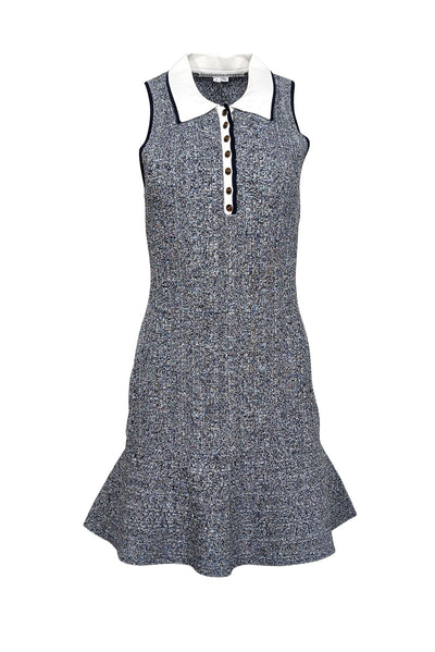 Current Boutique-Veronica Beard - Navy & White Knit Mini Polo Dress Sz M