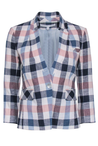 Current Boutique-Veronica Beard - Navy, White, & Pink Plaid Blazer Sz 0