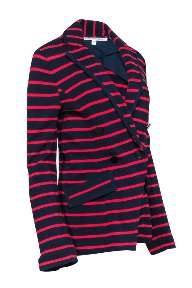 Current Boutique-Veronica Beard - Navy w/ Red Stripes Double Breasted Blazer Sz M