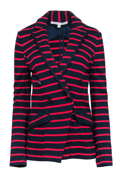 Current Boutique-Veronica Beard - Navy w/ Red Stripes Double Breasted Blazer Sz M