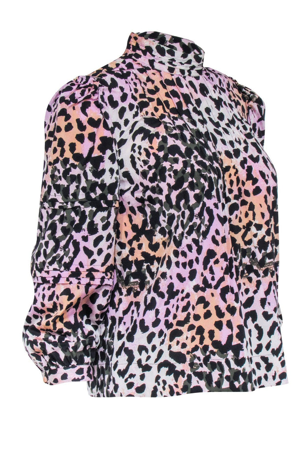 Current Boutique-Veronica Beard - Pink, Black, & Multi Color Leopard Print Shirt Sz 2